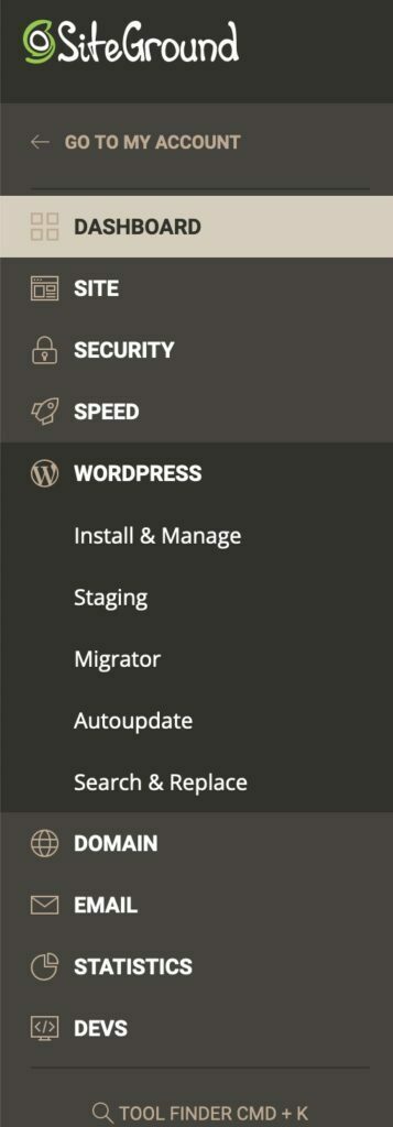 WordPress staging site - Siteground Site Tools