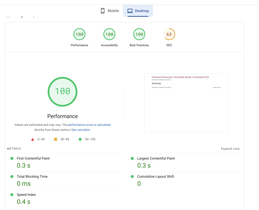 Hello Elementor Theme Review: Fast and Clean WordPress Theme With Minimal Styling 4 Hello Elementor theme desktop page speed score