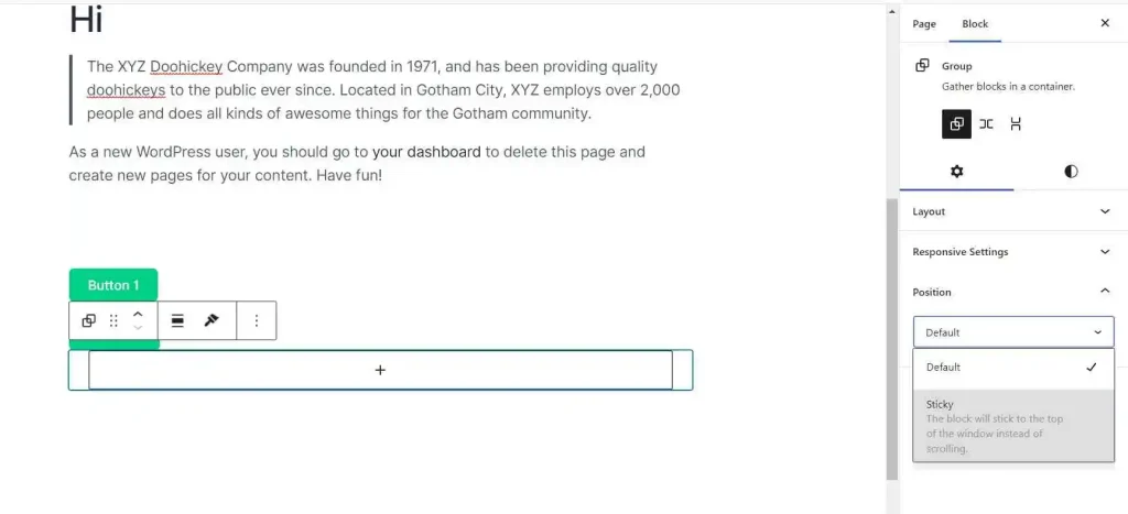 Wordpress 6.2 - What’s New 16 Sticky Positioning