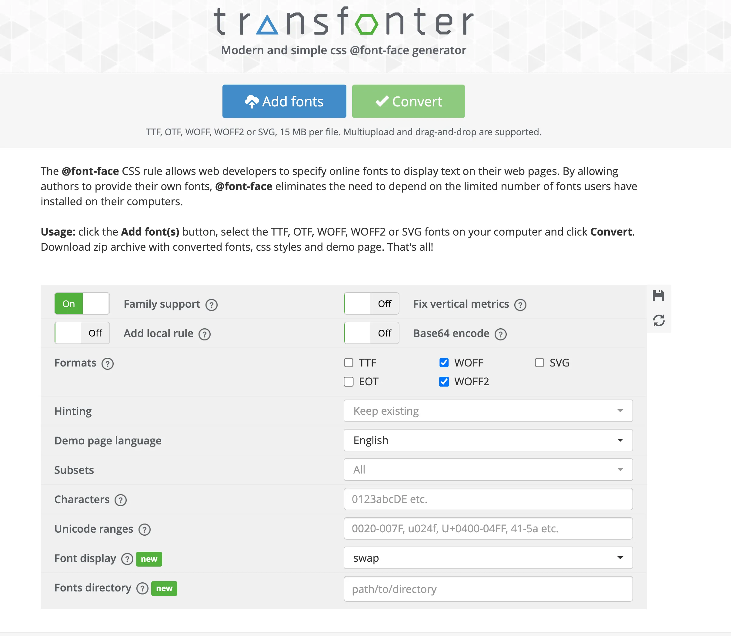 Transfonter convert fonts format
